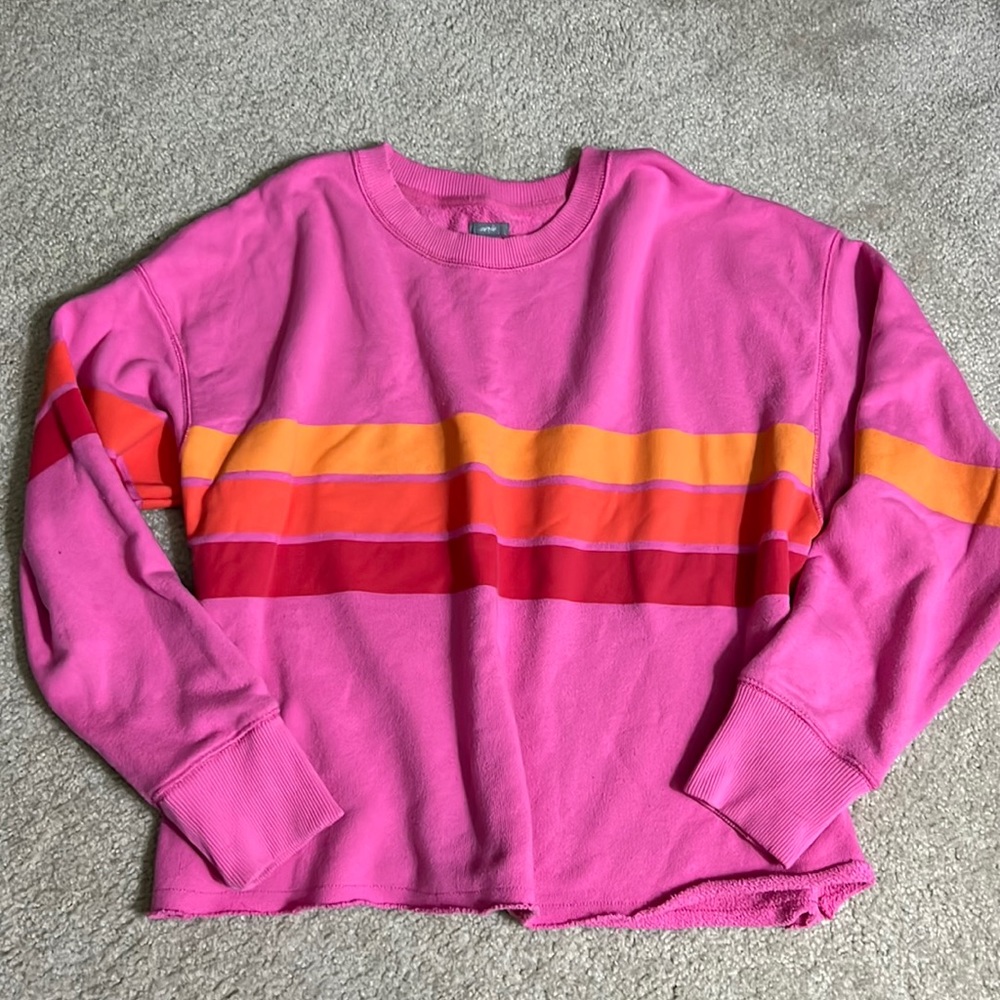 Aerie Women’s Pink Striped Sweatshirt size Large